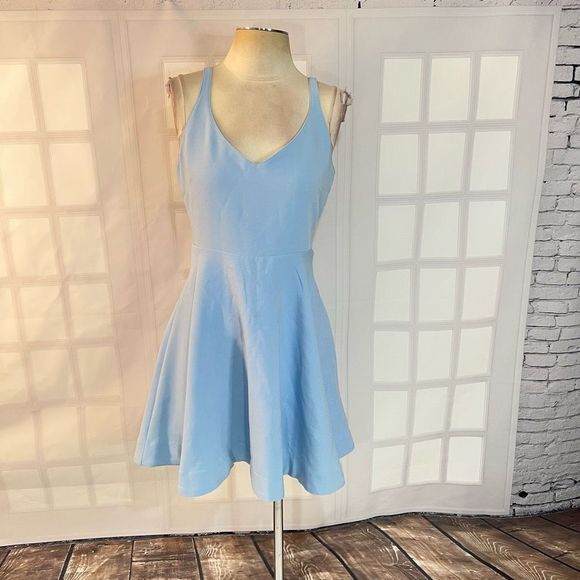 Lulu’s Meet Cute Light Blue Skater Dress size Medium - Picture 5 of 13
